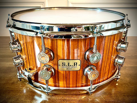 Tama S.L.P. G-Maple 14x7” Limited Edition Snare Drum in High Gloss Natural Zebra Wood