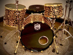 DrumPickers Professional 4-Pc Drum Kit in Screamin Cheetah Wheelie Wrap-Includes Hardware