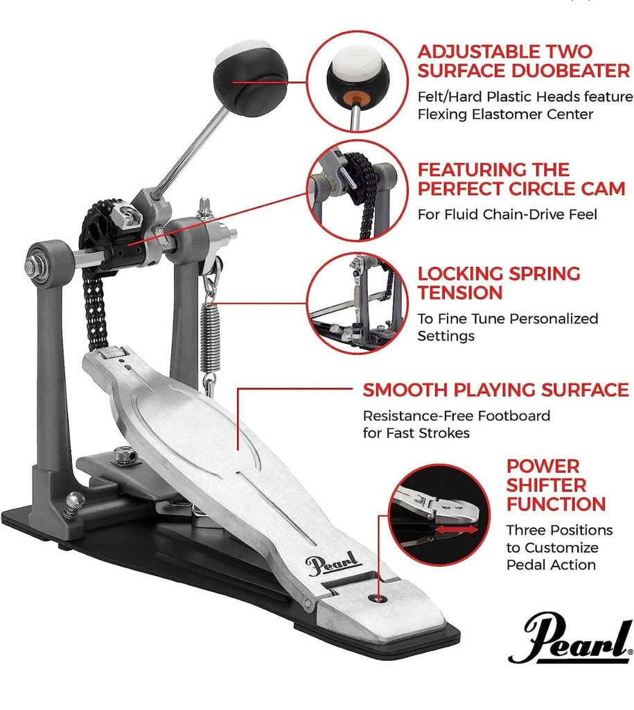 pedal cam Pearl P1030R Eliminator Solo Red Cam Single Bass Drum Pedal – DrumPickers