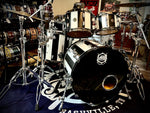 DrumPickers 5pc Vintage Professional Drum Kit in Van Halen Black & White Stripe Tribute