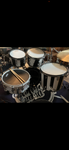 DrumPickers 5pc Vintage Professional Drum Kit in Van Halen Black & White Stripe Tribute