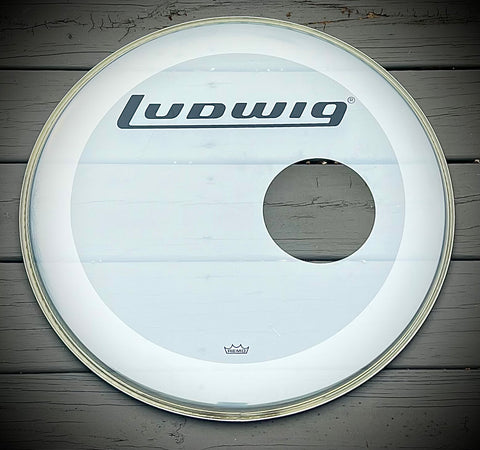 Ludwig Bass Drum Logo Head : 22" Powerstroke 3 Clear W/Block Logo