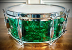 Parton Drumworks - 14x5.5” Vintage Vibe Snare Drum in Green Oyster Pearl