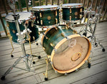 DrumPickers Custom Single Ply 4 Pc Cherry Drum Kit with Reinforcement Rings in Ocean Blue Lacquer
