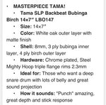 Tama LBO147 SLP Backbeat Birch Bubinga 14x7” Snare Drum (Matte Tan Oak)