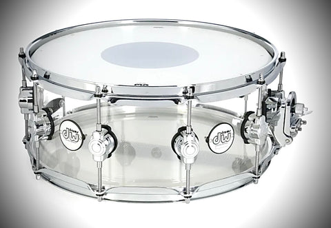 DW Design Series Clear Acrylic Snare Drum - 6 inch x 14”