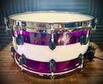DrumPickers DP Custom 14x6.5” “Deep Purple-N-White” Snare Drum