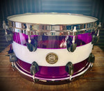 DrumPickers DP Custom 14x6.5” “Deep Purple-N-White” Snare Drum