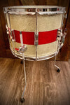Ludwig 14x10” Vintage (1978) Floor Snare Drum in Silver Sparkle/Red Sparkle Stripe