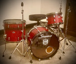 Slingerland-Vintage 1972 DrumPickers Restore/Remodel 3-Pc Drum Kit in Gator-Back Red