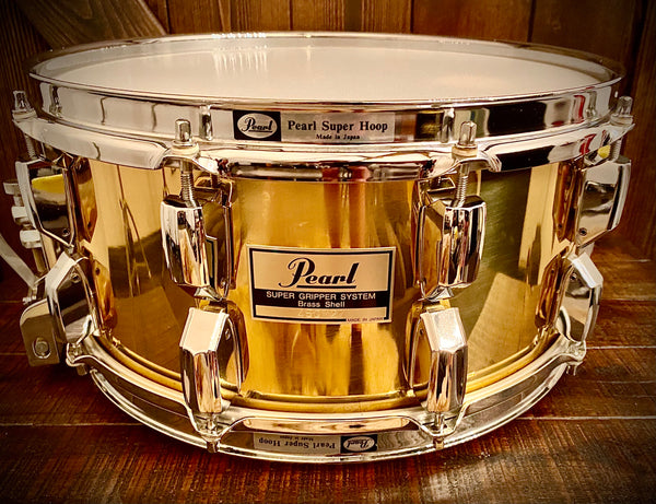 Pearl 80's Vintage 14x6.5 Brass Super Gripper Snare for Sale in