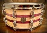 DrumPickers 14x6.5” Heirloom Purple Heart/Douglas Fir Reclaimed Stave Construction Snare Drum