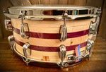 DrumPickers 14x6.5” Heirloom Purple Heart/Douglas Fir Reclaimed Stave Construction Snare Drum