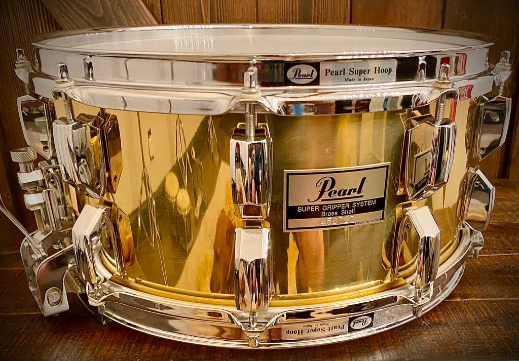 VINTAGE Pearl circa. 1985 GLX Series Super-Gripper 14x6.5” Brass 