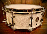 DrumPickers DP Custom Line 14x6.5” African Mahogany/Maple Snare Drum in  White Marine Pearl