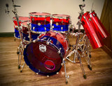 DrumPickers VibraClear Acrylic 5pc Red-N-Blue Drum Kit