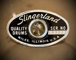 Slingerland  1973 Niles IL Badge - football shape in  Black & Silver